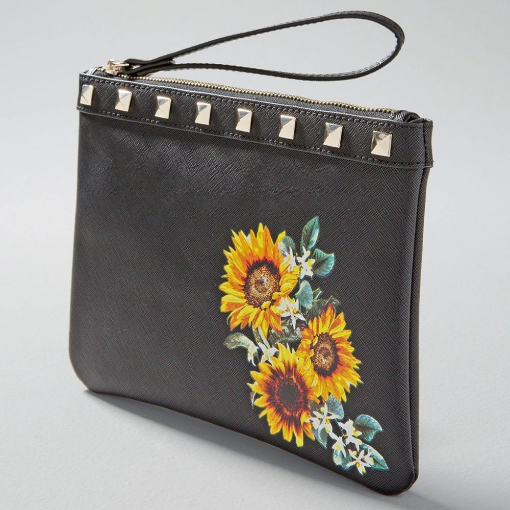 WHBM NWT Sunflower Studded Pouch